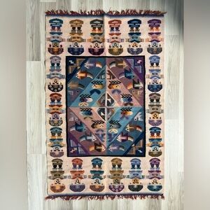 Egyptian Pictorial Weaving Hand Made Aztec Rug Tapestry Pictorial‎ Rare 29.5x45